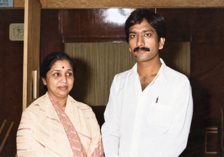 Vintage portrait of Subhash Jain with a family member